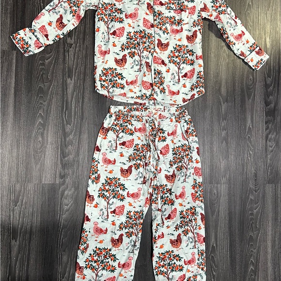 Printfresh Hen Pajamas with Chicken and Tree Print Cotton Set Retail $168 - Picture 5 of 10